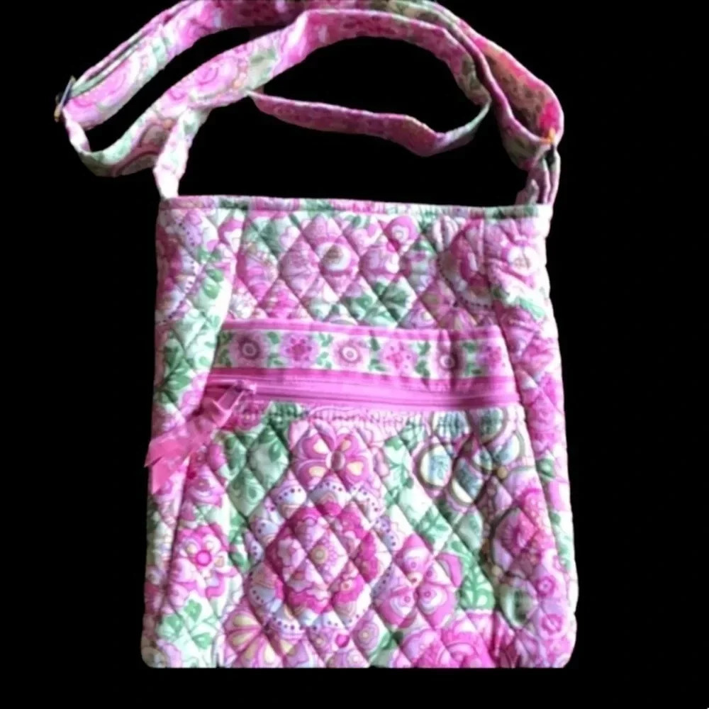 VERA BRADLEY EUC WOMENS PINK CROSS BODY BAGS SUMMER FLORAL TRAVEL POCKET BOOK - Picture 2 of 7